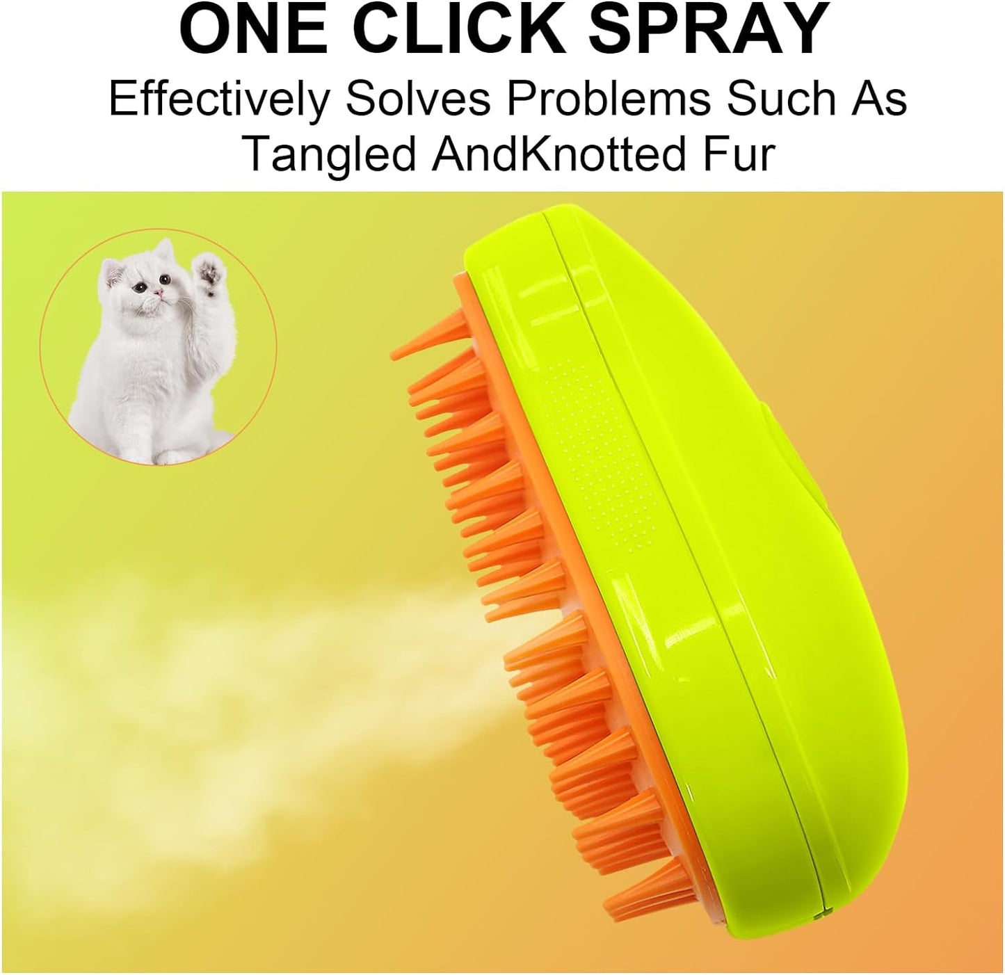 3-in-1 Cat Steamy Brush โ Self-Cleaning Pet Grooming & Hair Removal Comb