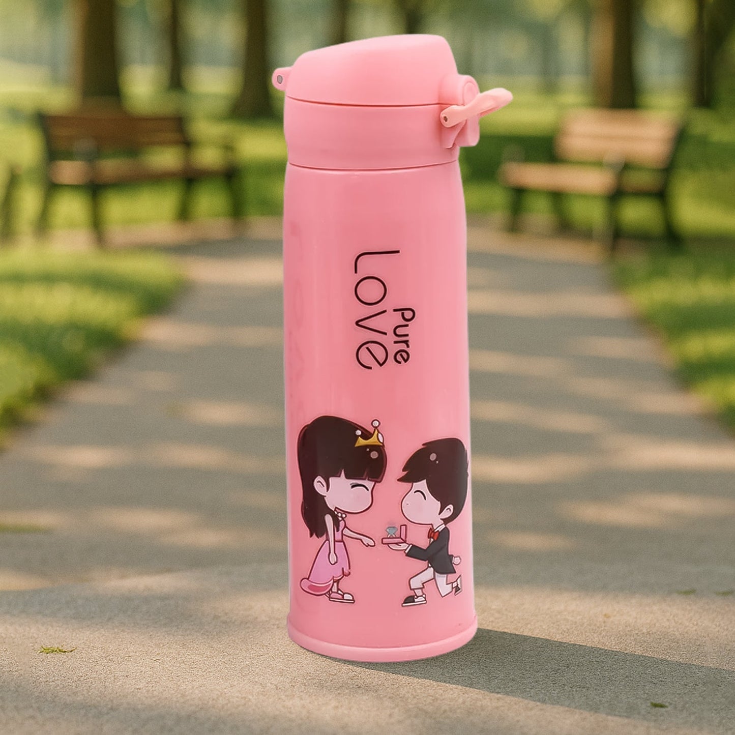 Pure Love outdoor sport water bottle 500ml leak proof BPA-free for travel cold and hot water glass