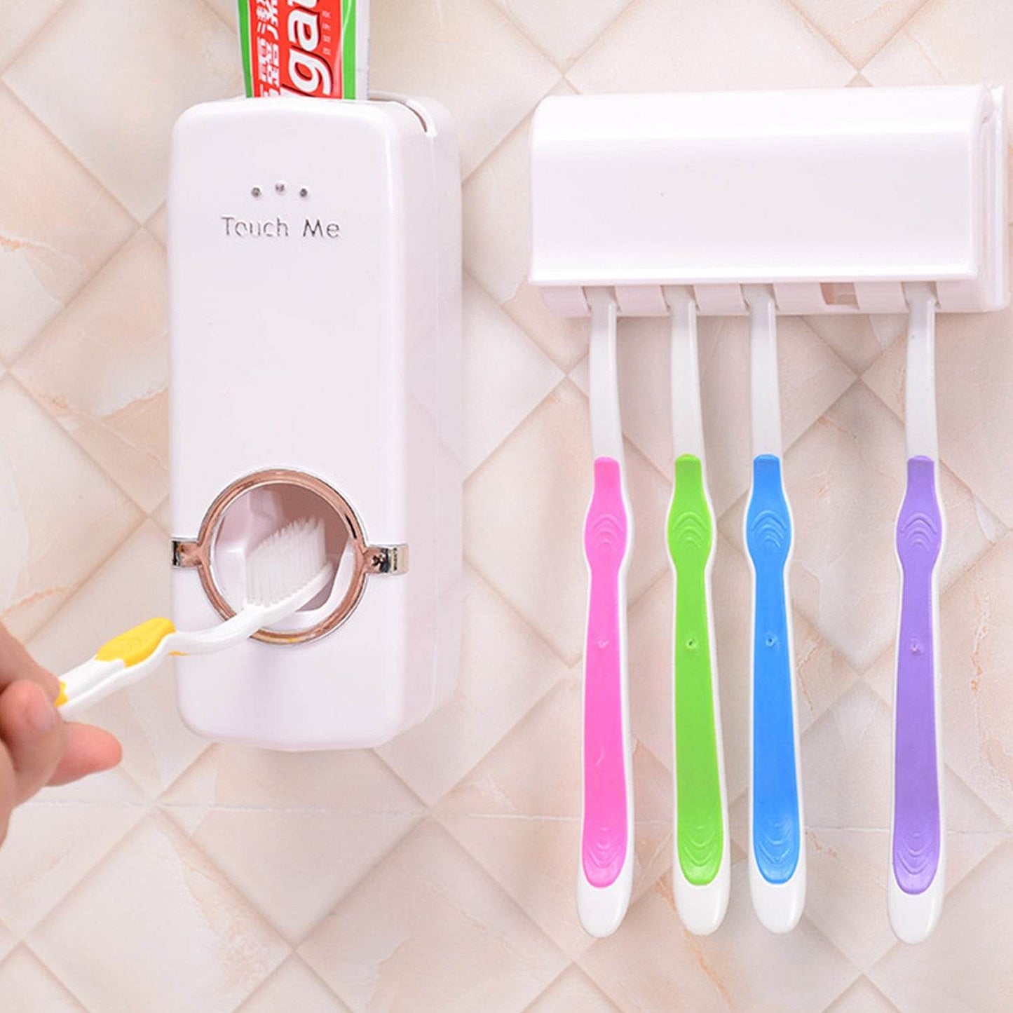 Toothpaste Dispenser & Tooth Brush Holder - Gadgetspiremart