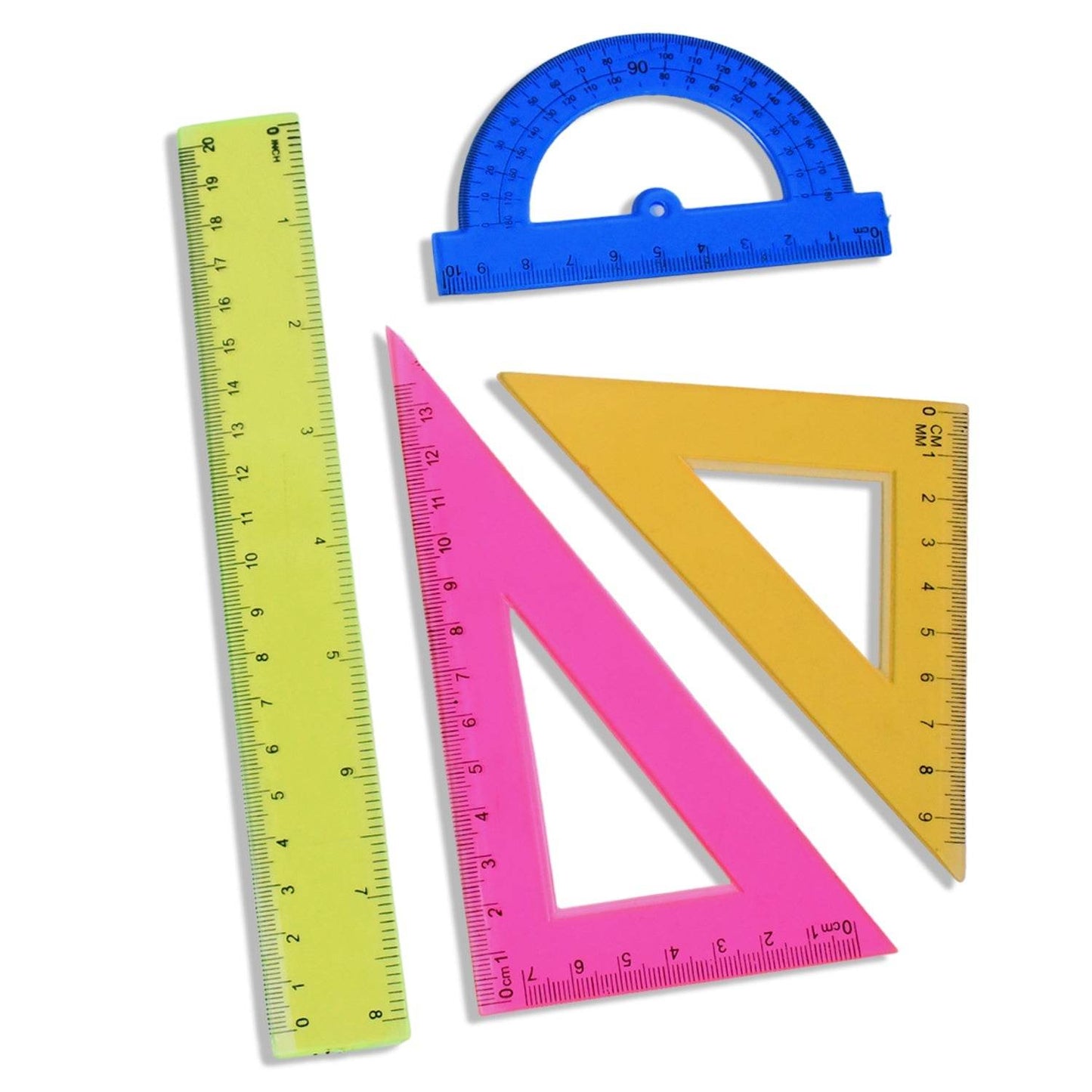 4-Piece Geometry Set, Triangle Ruler Protractor Straight Ruler - Gadgetspiremart