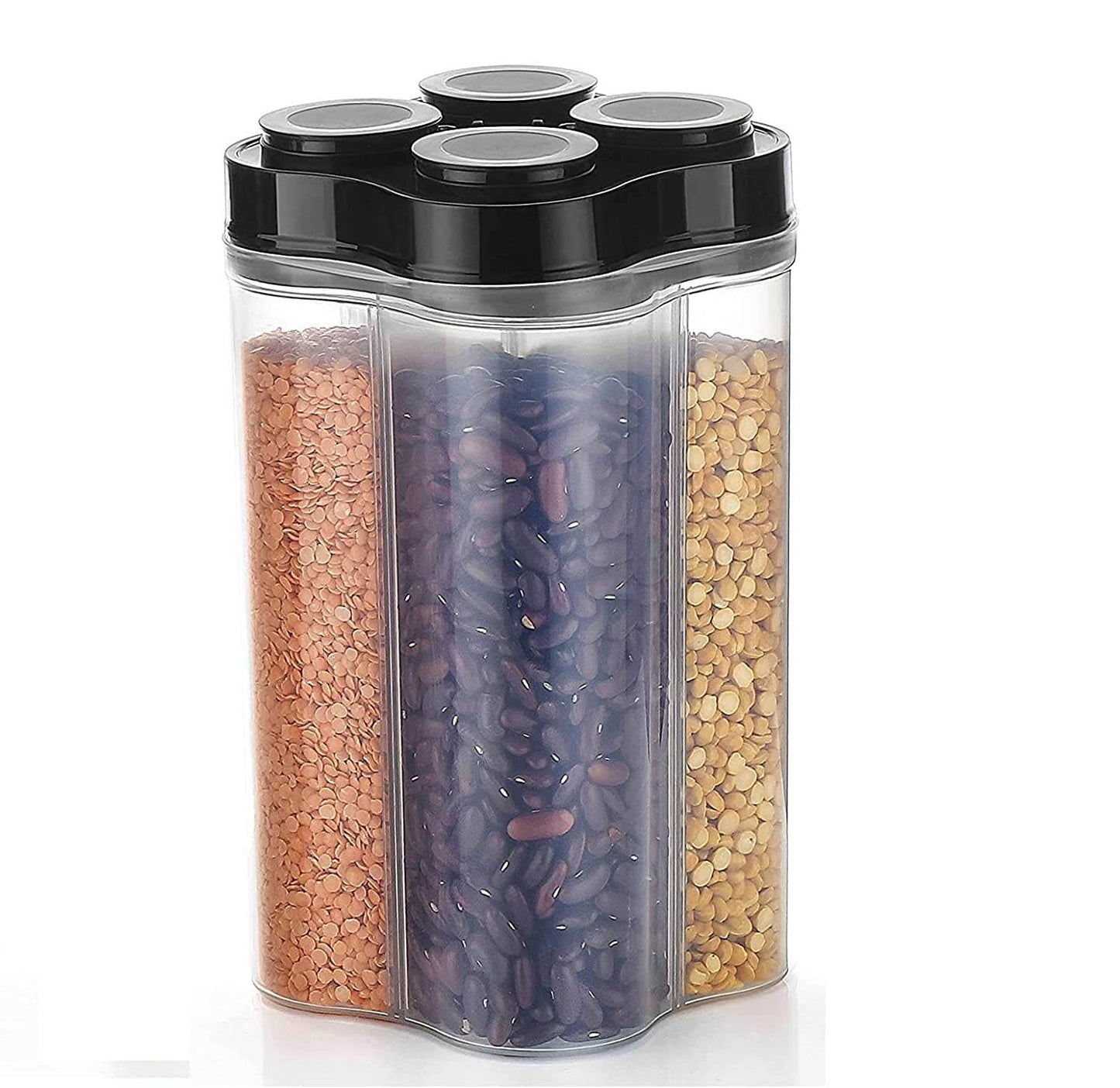 Plastic Lock Food Storage 4 Section Container Jar for Grocery, Fridge Container. - Gadgetspiremart