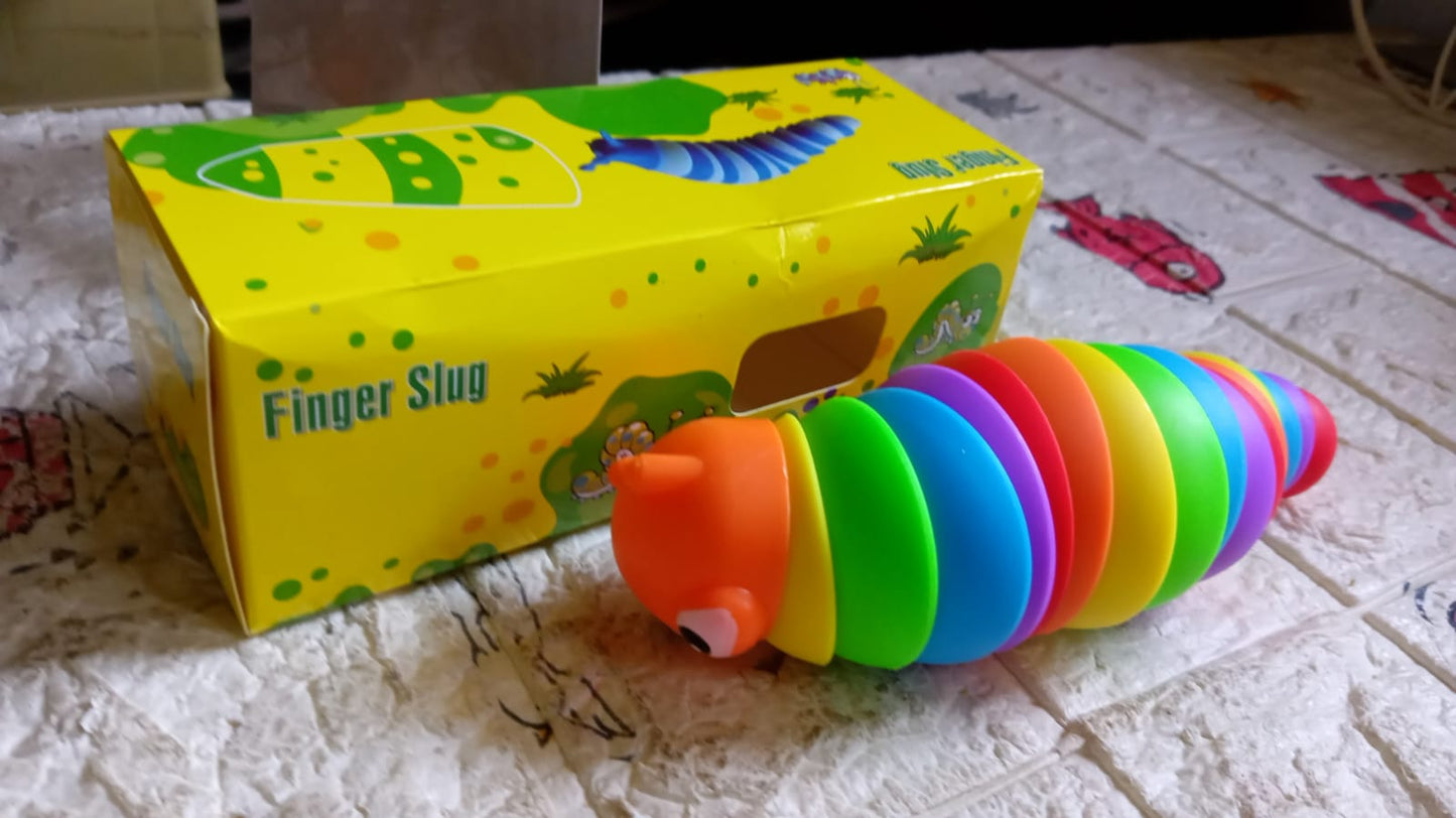 3D Rainbow Color Plastic Slug Fidget Toys (1 Pc)