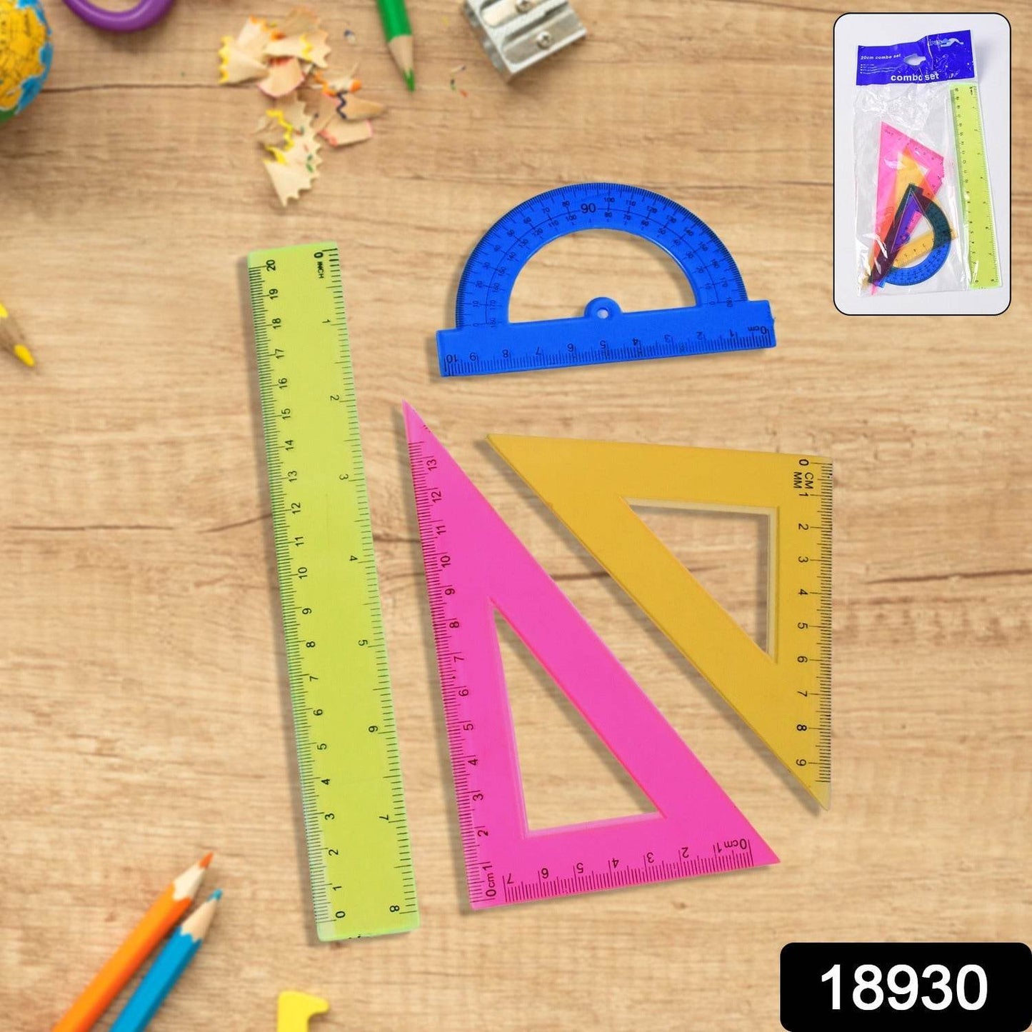 4-Piece Geometry Set, Triangle Ruler Protractor Straight Ruler - Gadgetspiremart