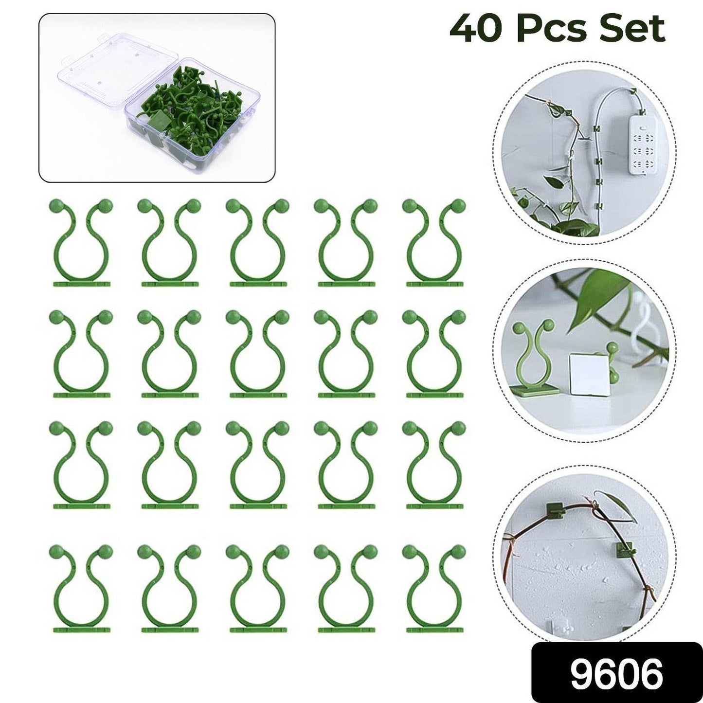 Plant Climbing Wall Fixture Clip Self-Adhesive Hook (40 Pcs Set / With plastic box) - Gadgetspiremart