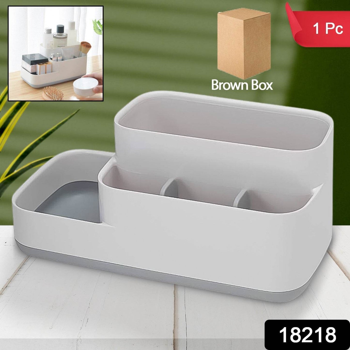 Plastic Multipurpose 5 Compartment Bathroom Desk Organizer Holder (1 Pc) - Gadgetspiremart
