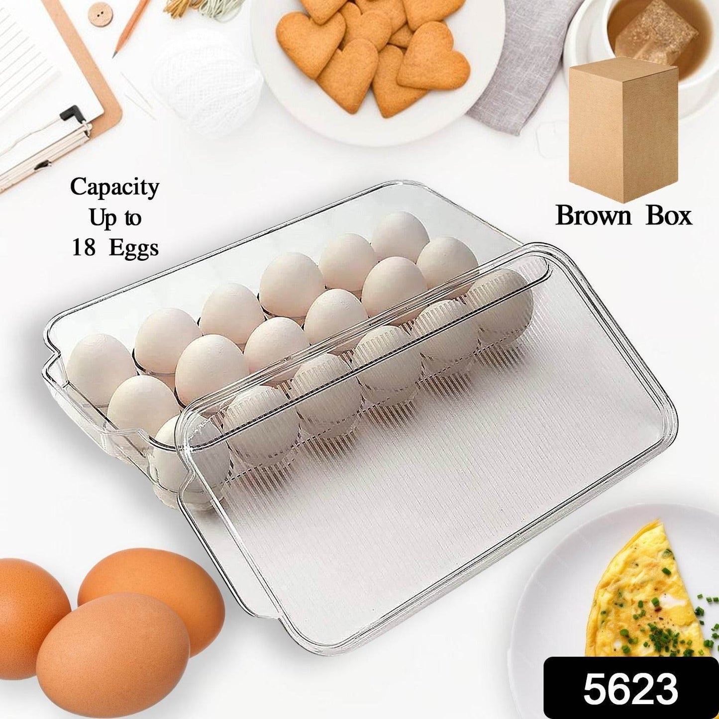 Plastic 18 Cavity Egg Storage Box Or Egg Trays For Refrigerator With Lid & Handles High Quality, Rectangular Egg Tray Box For 18 Egg (1 Pc) - Gadgetspiremart