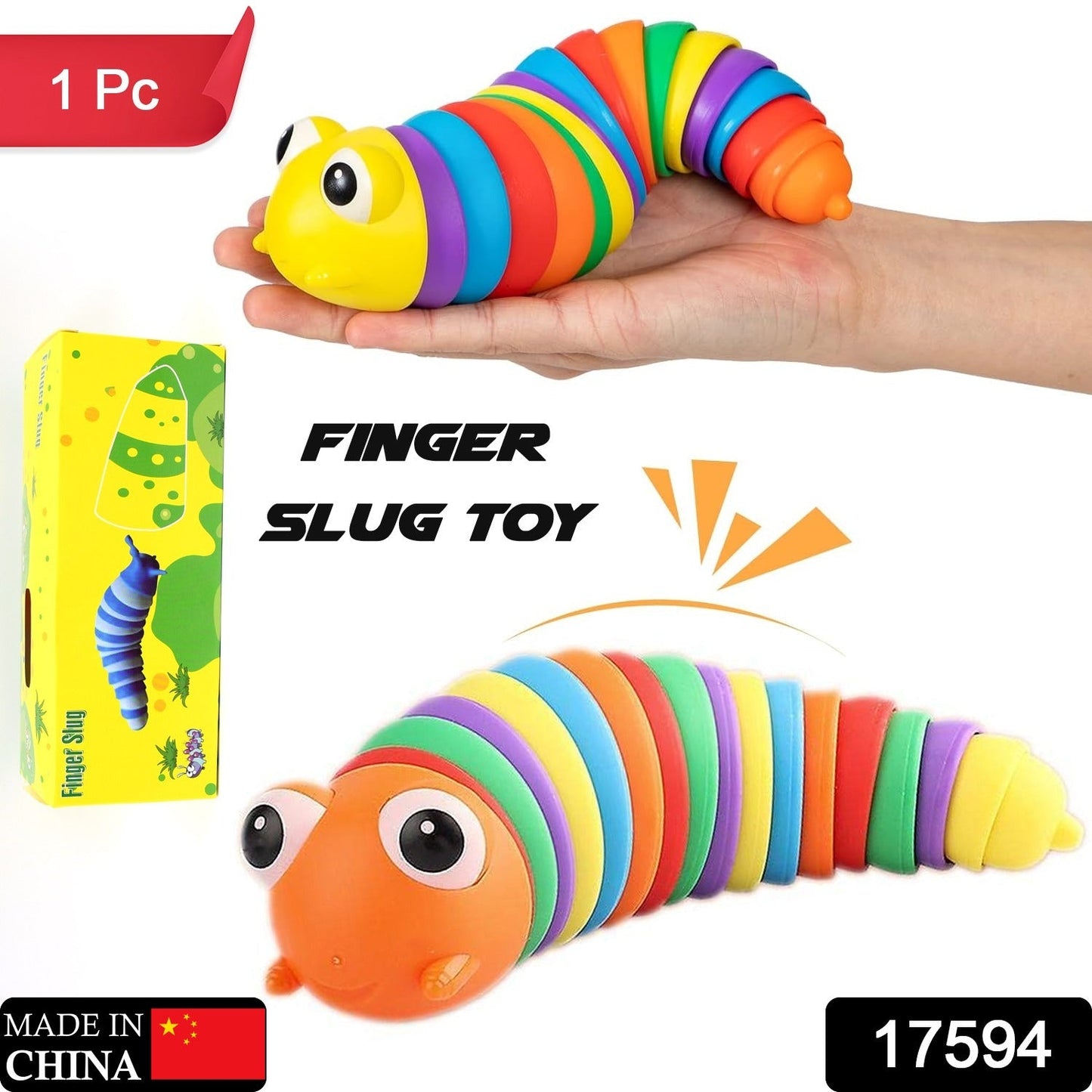 3D Rainbow Color Plastic Slug Fidget Toys (1 Pc)