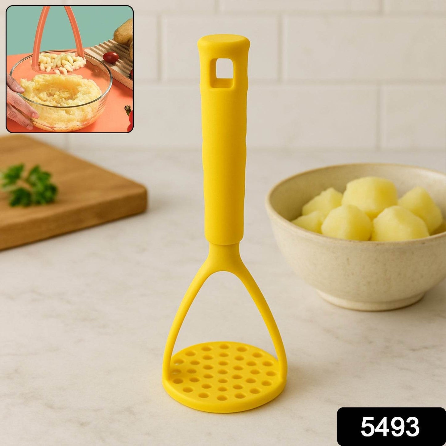 Kitchen Food Masher | Heavy Duty Masher for Fruits, Veggies & Potatoes | Soft Grip Handle (1 Pc) - Gadgetspiremart