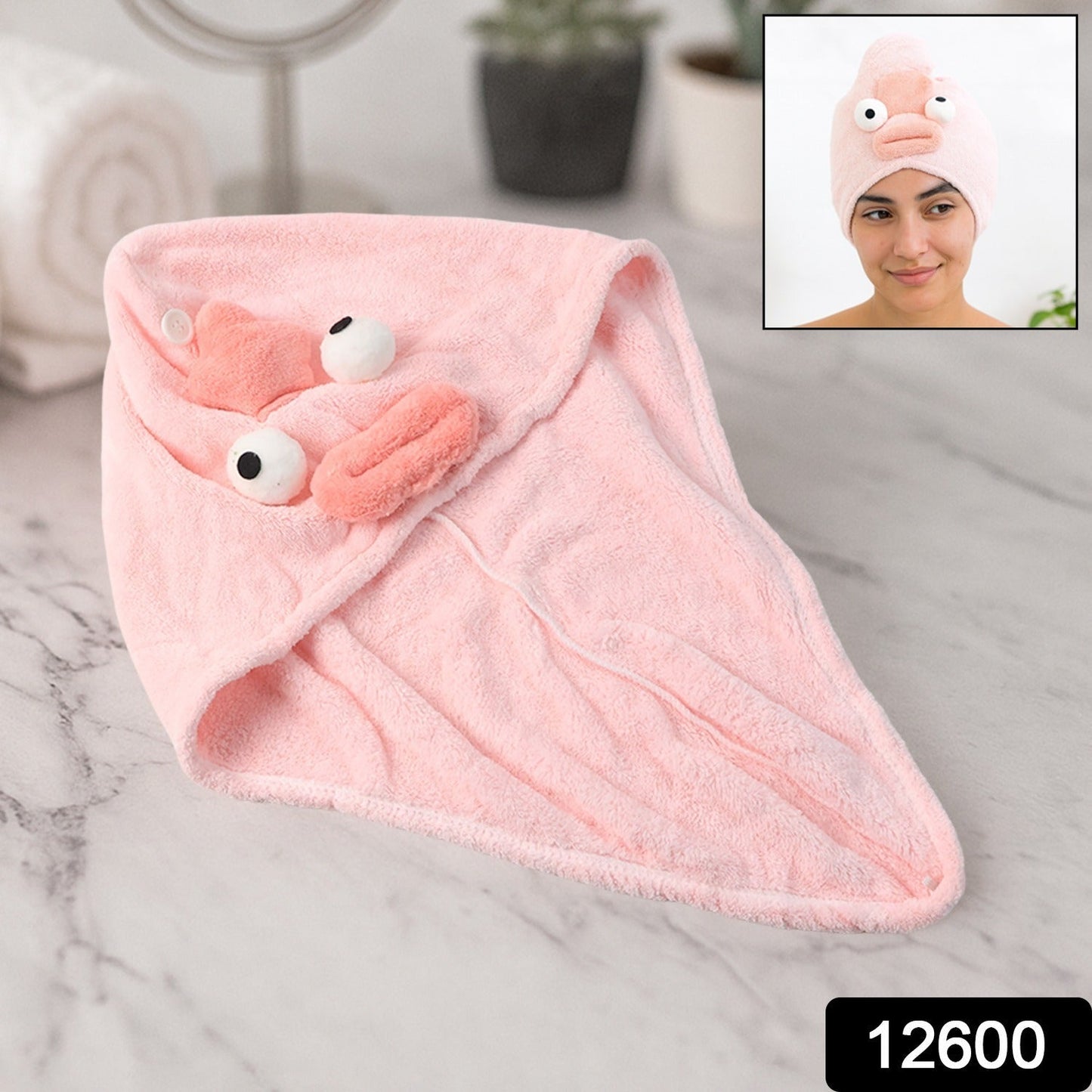 Soft Microfiber Cartoon Hair Drying Towel Cap