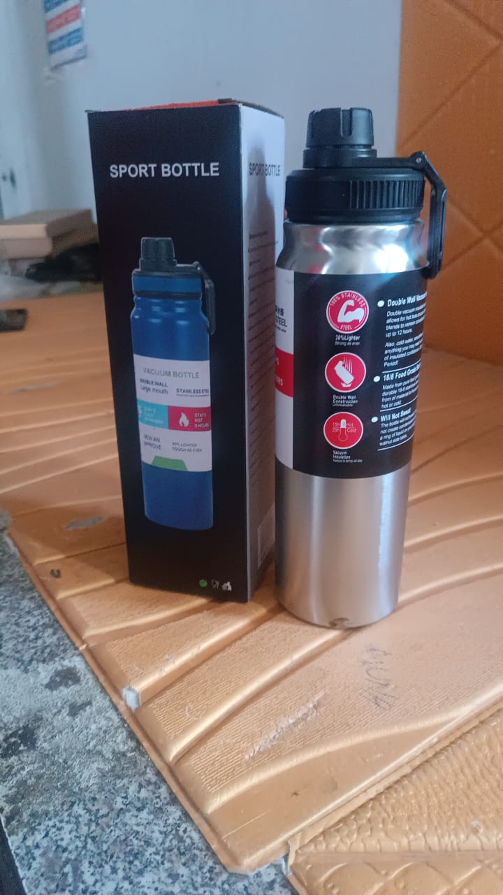 Stainless Steel Double Wall Vacuum-Insulated Drink Water Bottle (600 ML Approx)