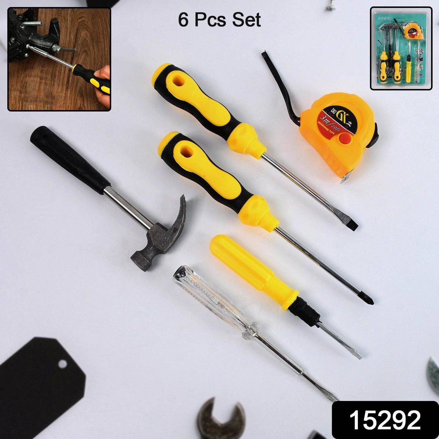 6 in 1 Hand Tool Kit Repair Home Screwdrivers Tool Kit with Tools Including Daily - Gadgetspiremart