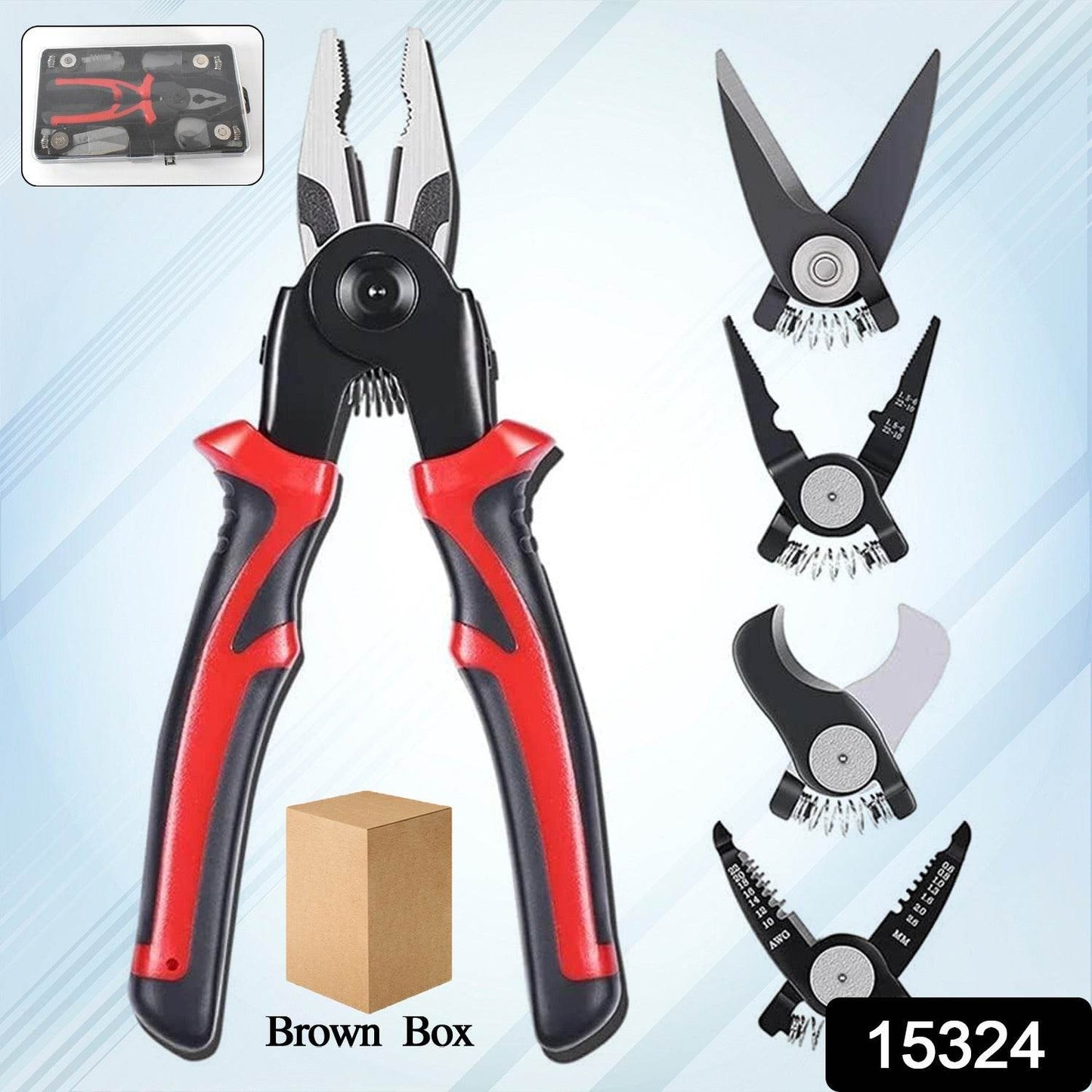 5 in 1 Wire Stripper Pliers Set, Soft Grip, Anti-Slip, Alloy Steel, Cutting, Gripping, Stripping - Gadgetspiremart