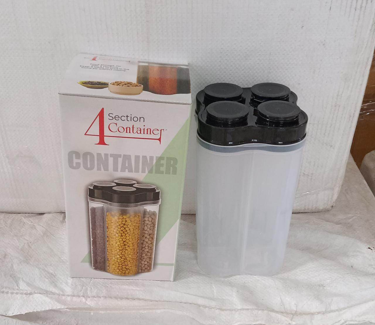 Plastic Lock Food Storage 4 Section Container Jar for Grocery, Fridge Container. - Gadgetspiremart
