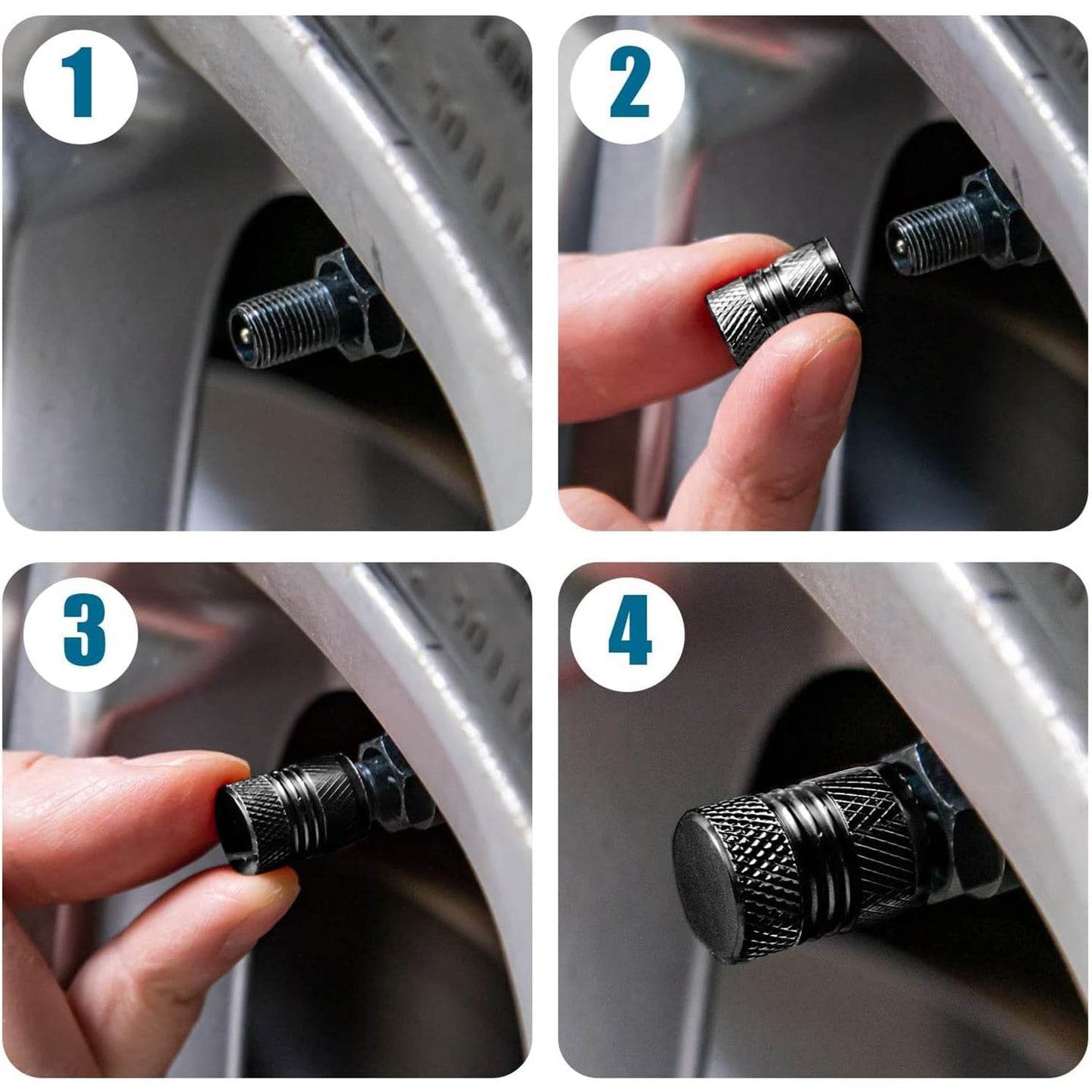 Tire Valve Stem Caps Fit for Genesis Cars. Air Valve Caps Suit for Most Car Truck SUV Wheel Accessories 4pcs Silver. - Gadgetspiremart