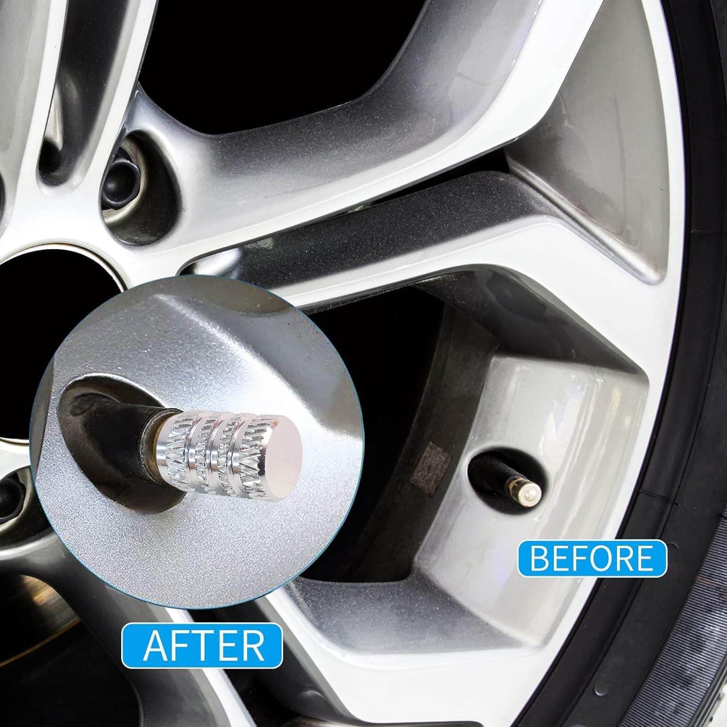 Tire Valve Stem Caps Fit for Genesis Cars. Air Valve Caps Suit for Most Car Truck SUV Wheel Accessories 4pcs Silver. - Gadgetspiremart