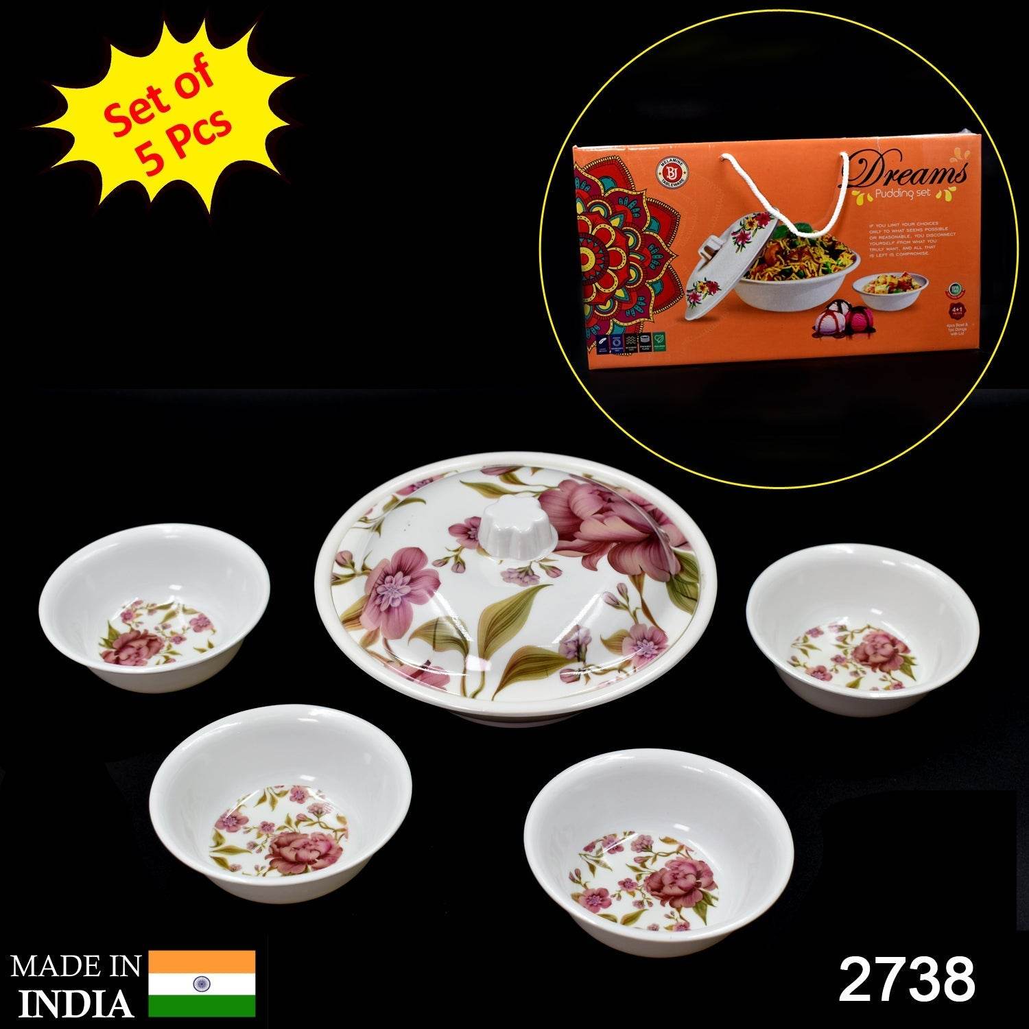 5 Pc Pudding Set used as a cutlery set for serving food purposes and sweet dishes and all in all kinds of household and official places etc. - Gadgetspiremart