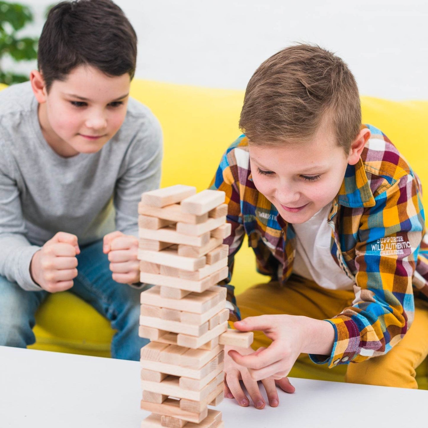 54 Pcs Blocks 4 Dices Wooden Tumbling Stacking Building - Gadgetspiremart