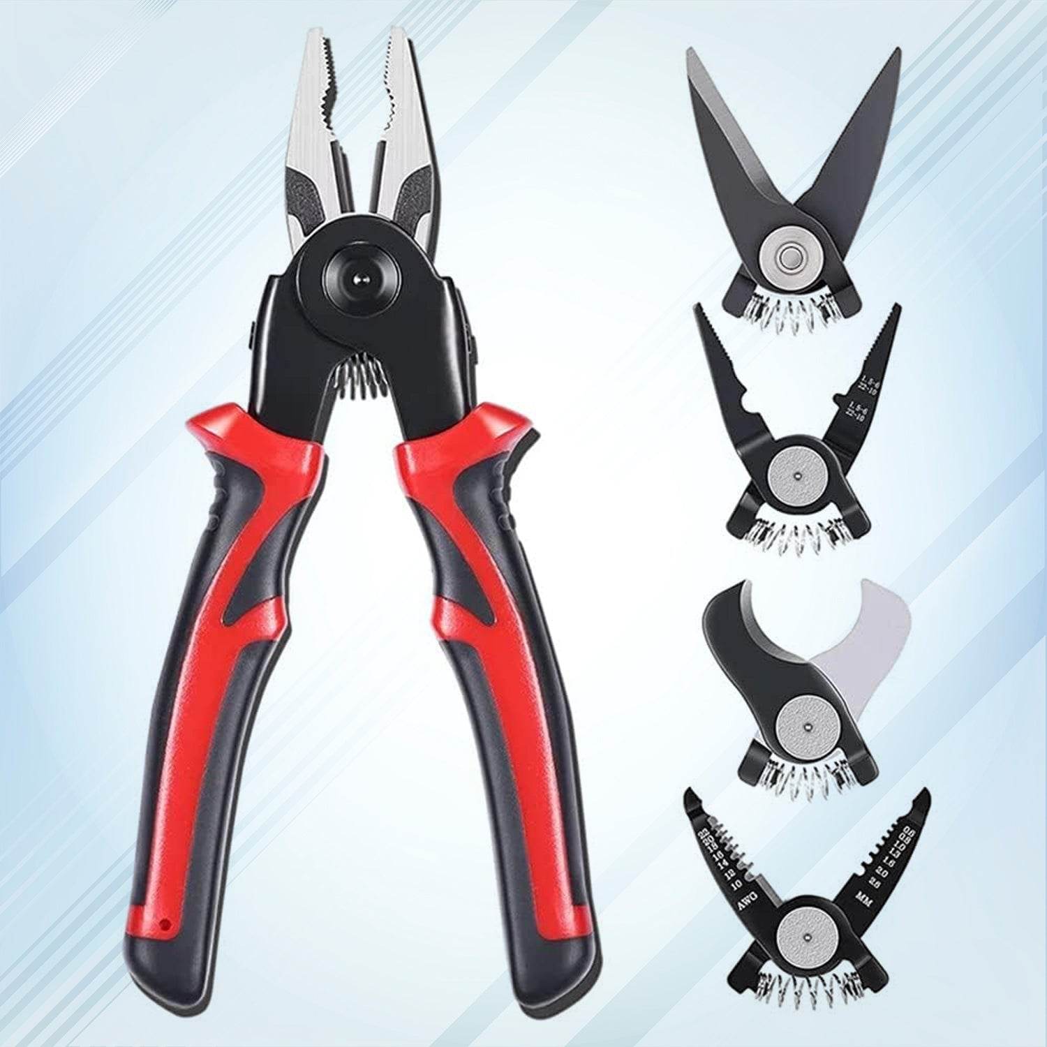 5 in 1 Wire Stripper Pliers Set, Soft Grip, Anti-Slip, Alloy Steel, Cutting, Gripping, Stripping - Gadgetspiremart