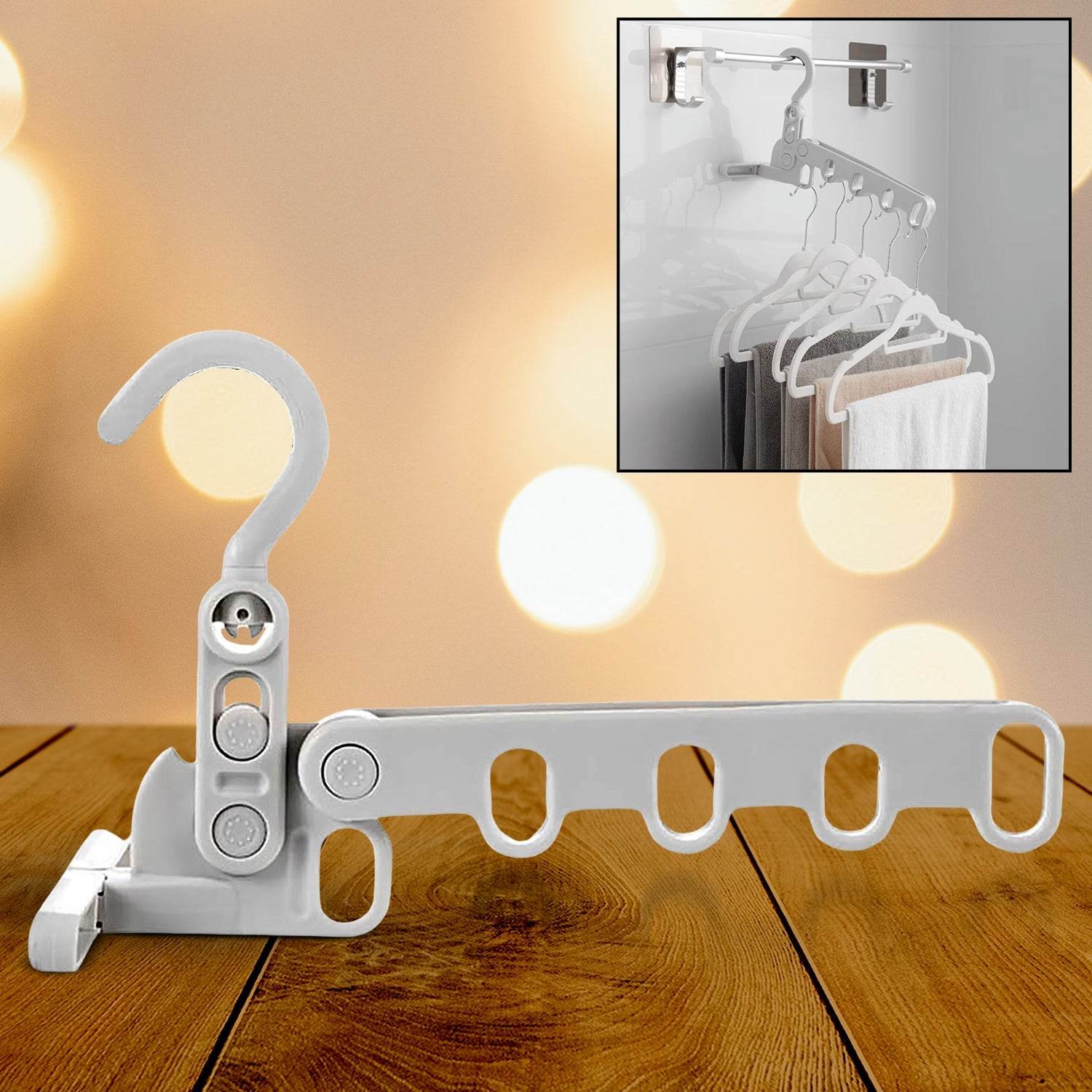 5-Hole Foldable Clothes Hanger – Robust, Space-Saving Travel Rack - Gadgetspiremart