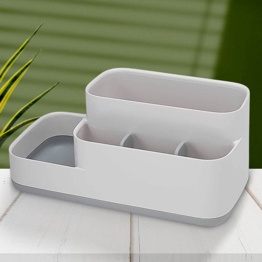 Plastic Multipurpose 5 Compartment Bathroom Desk Organizer Holder (1 Pc) - Gadgetspiremart