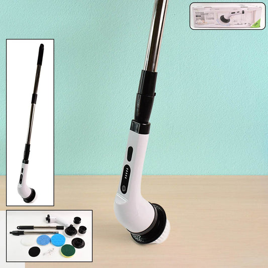 7-in-1 Electric Spin Scrubber Cleaning Brush with Extension Handle (1 Set) - Gadgetspiremart