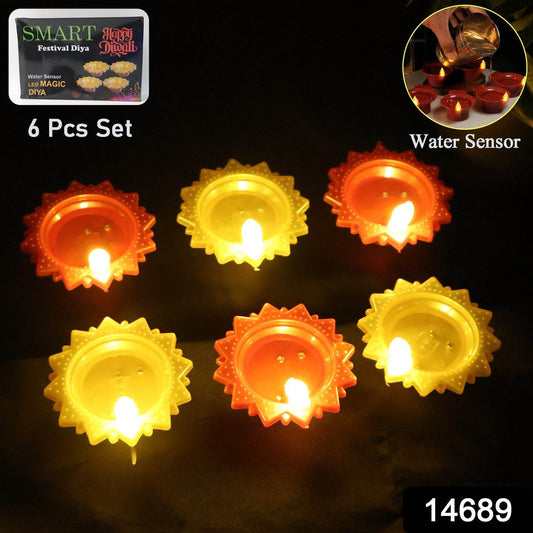 Water Sensor LED Diya Set (6 Pc) - Gadgetspiremart