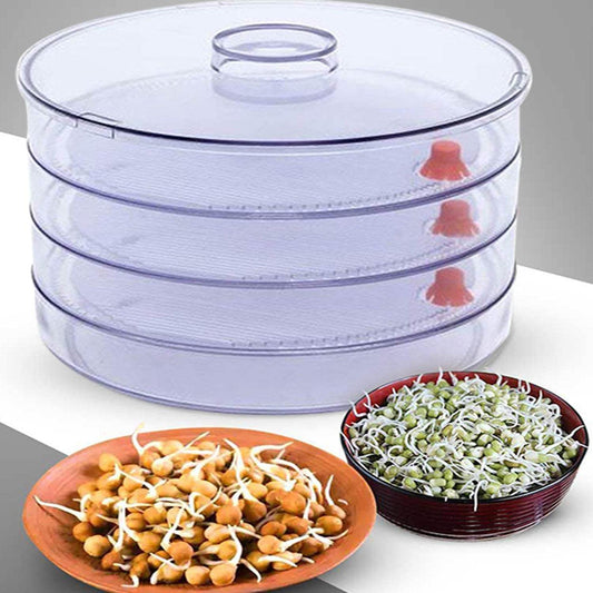 Plastic 4 Compartment Sprout Maker, White - Gadgetspiremart