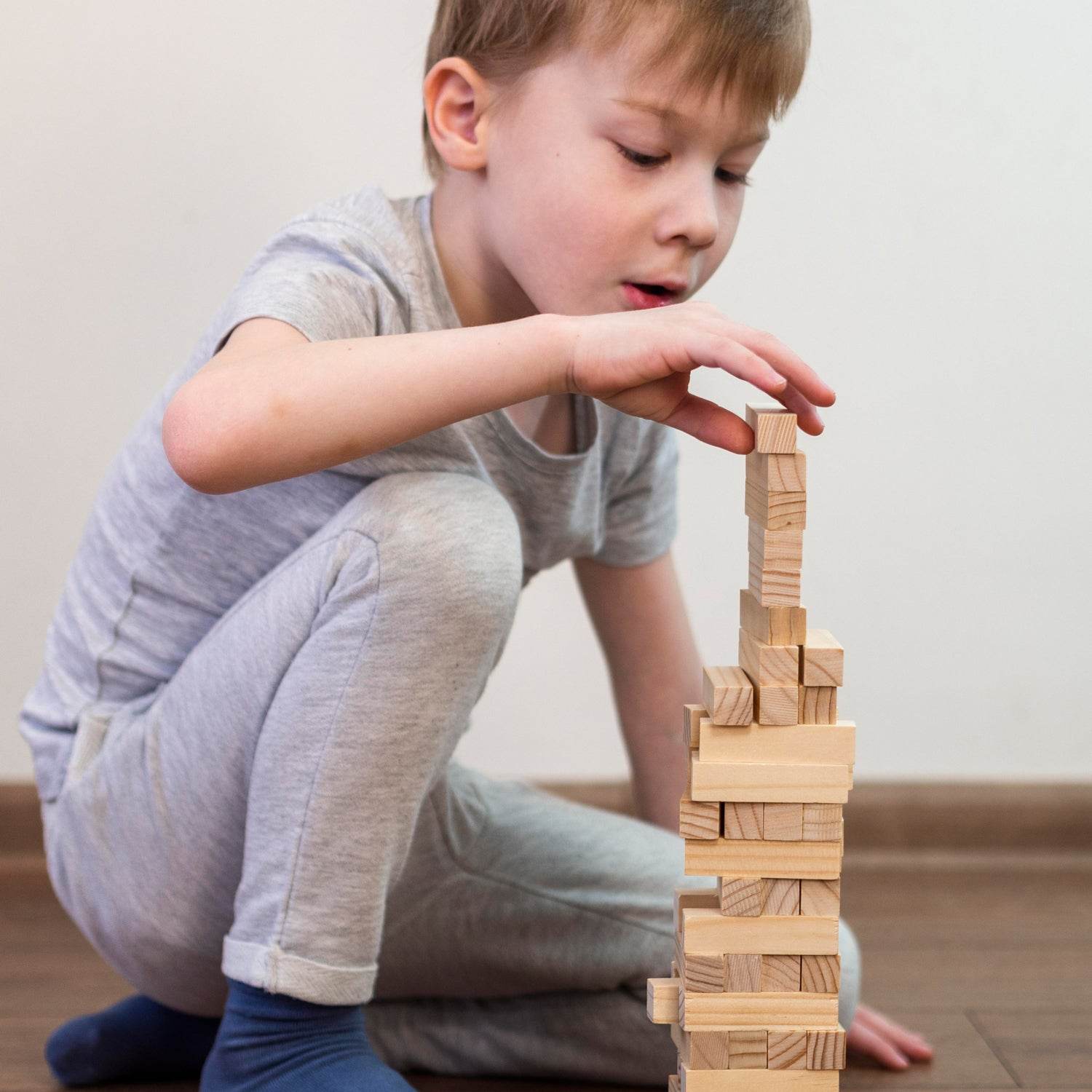 54 Pcs Blocks 4 Dices Wooden Tumbling Stacking Building - Gadgetspiremart