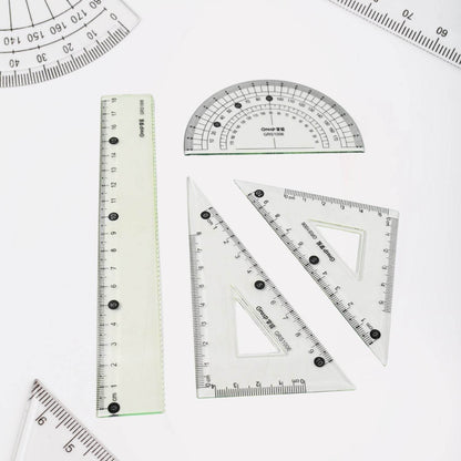 4-Piece Geometry Set, Triangle Ruler Protractor Straight Ruler - Gadgetspiremart