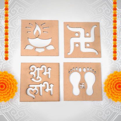 Wooden Decorative Cutouts (Mix Design / 4 Pc) - Gadgetspiremart