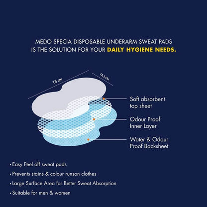 Underarms Sweat Pads Disposable Highly Absorbent Pads (Pack of 10) - Gadgetspiremart