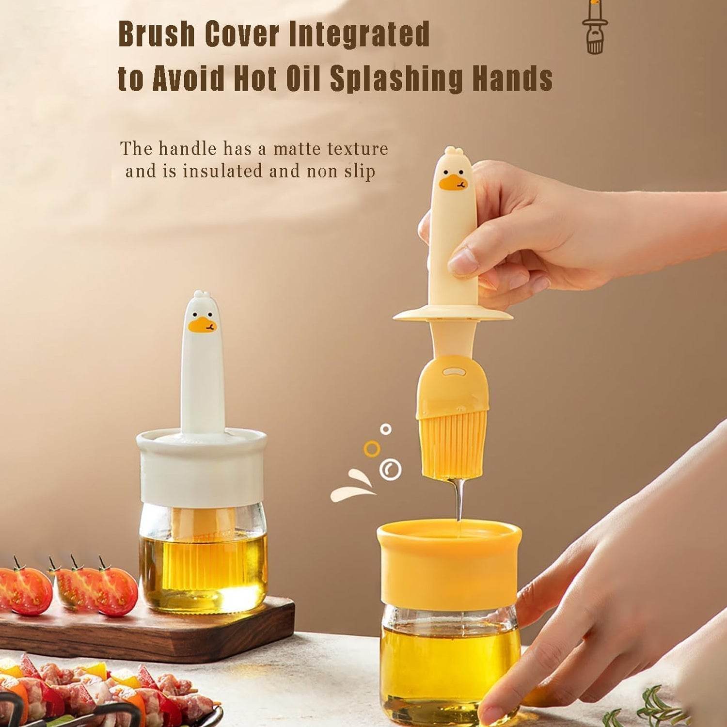 Plastic 2 in 1 Oil Dispenser Bottle with Silicone Basting Brush (1 Set) - Gadgetspiremart
