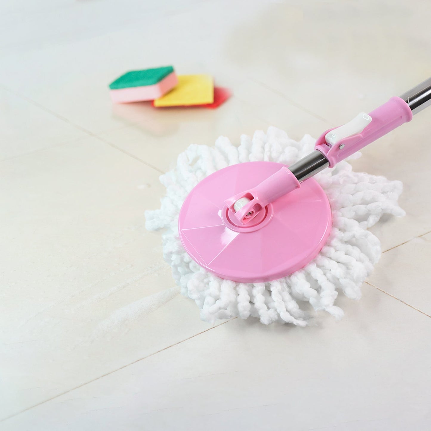 Stainless Steel 360° Rotating Mop with Microfiber Head & Adjustable Rod