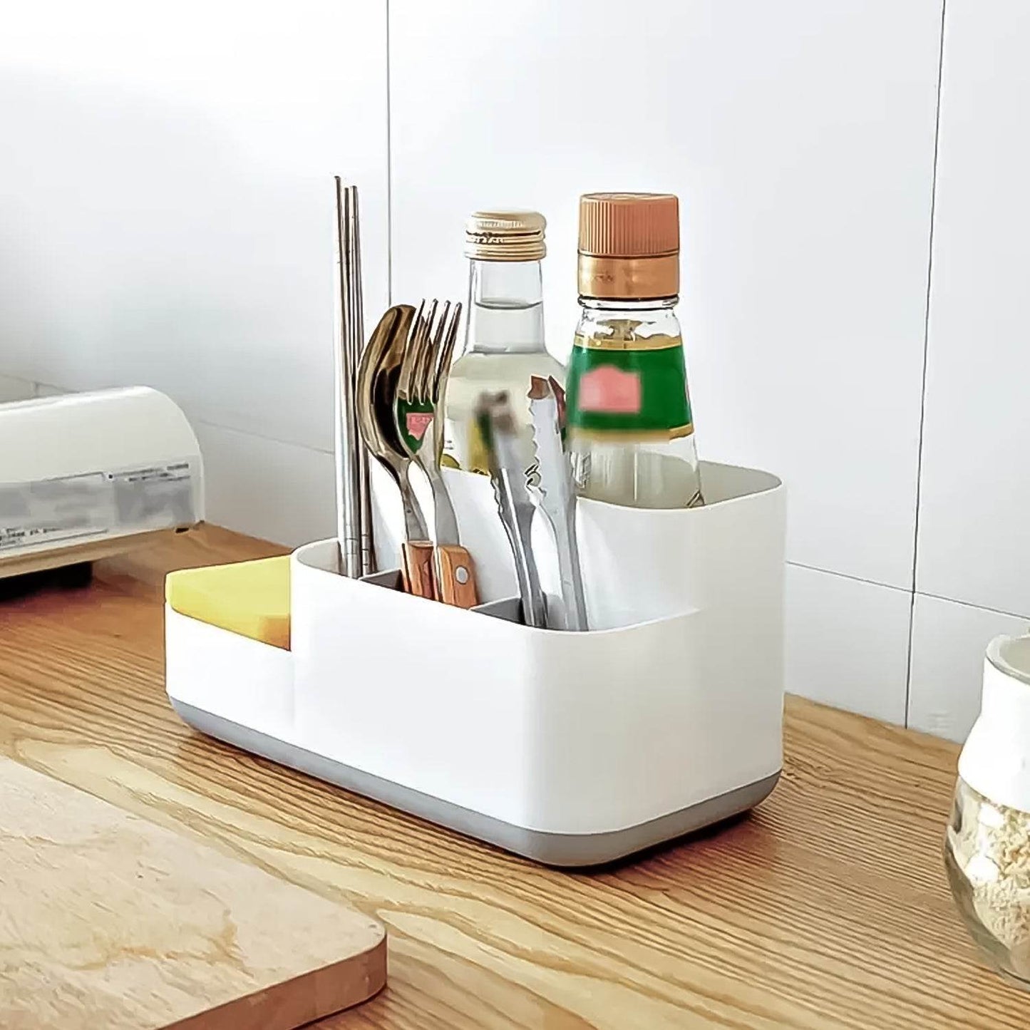 Plastic Multipurpose 5 Compartment Bathroom Desk Organizer Holder (1 Pc) - Gadgetspiremart
