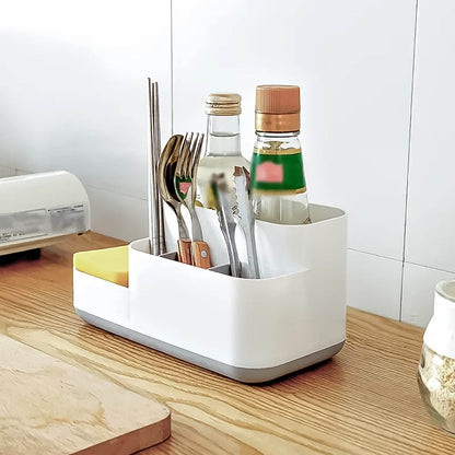 Plastic Multipurpose 5 Compartment Bathroom Desk Organizer Holder (1 Pc) - Gadgetspiremart