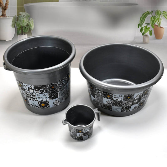 Large Capacity Plastic Bathroom Set of 7Pieces (1pc Big Tub, 1pc bucket,1pc , 1pc Mug, 1pc Soap Case, 1pc , 1pc Stool) - Gadgetspiremart