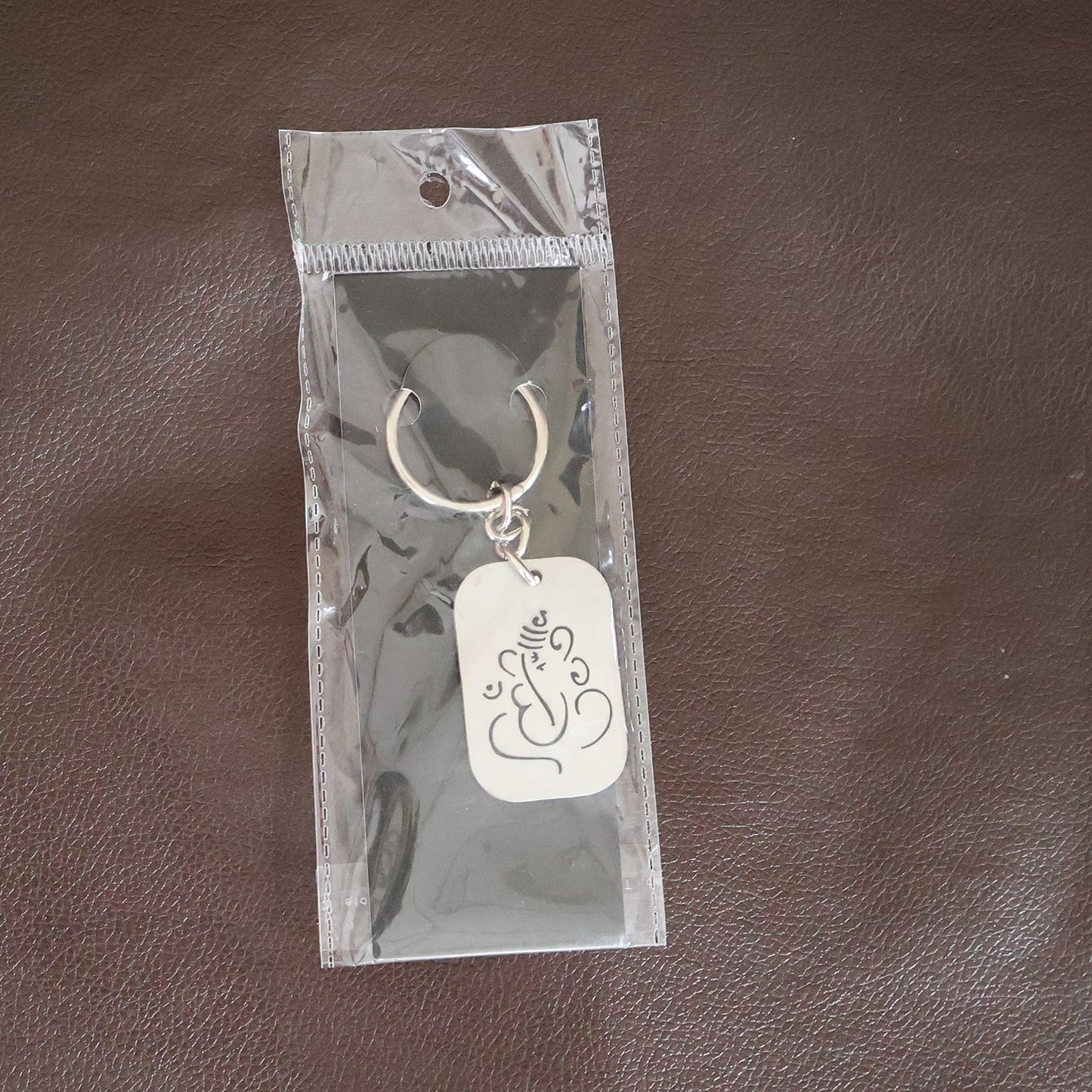 Auspicious Ganesh Cut-Out Metal Keychain - (1 Pc)
