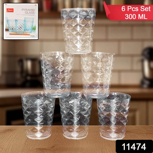 Apex Pyramid Design Unbreakable Plastic Glass – 300 ML - Gadgetspiremart
