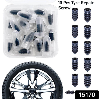 Tire Repair Rubber Nail Car Tire Repair Nails Tire Repair Rubber Screws, Black (10 Pcs Set) - Gadgetspiremart