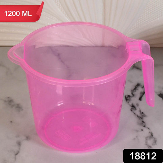 Plastic Round Transparent Bath Water Mug (1 Pc / 1200 ML / Mix Color) - Gadgetspiremart