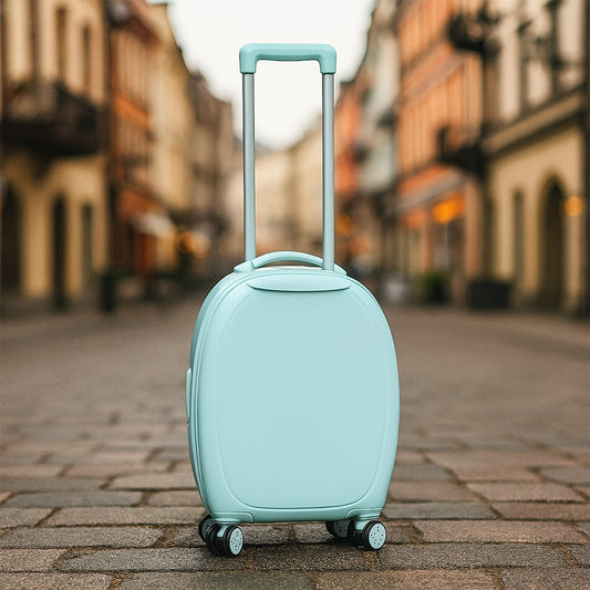 17849 Suitcase For Kids, Girls Green Small Cabin Hard Cover Holiday Carry On Trolley with Extendable Handle, Children's Luggage, Trolley Rolling Luggage for Toddlers Men Woman (Mix Color)