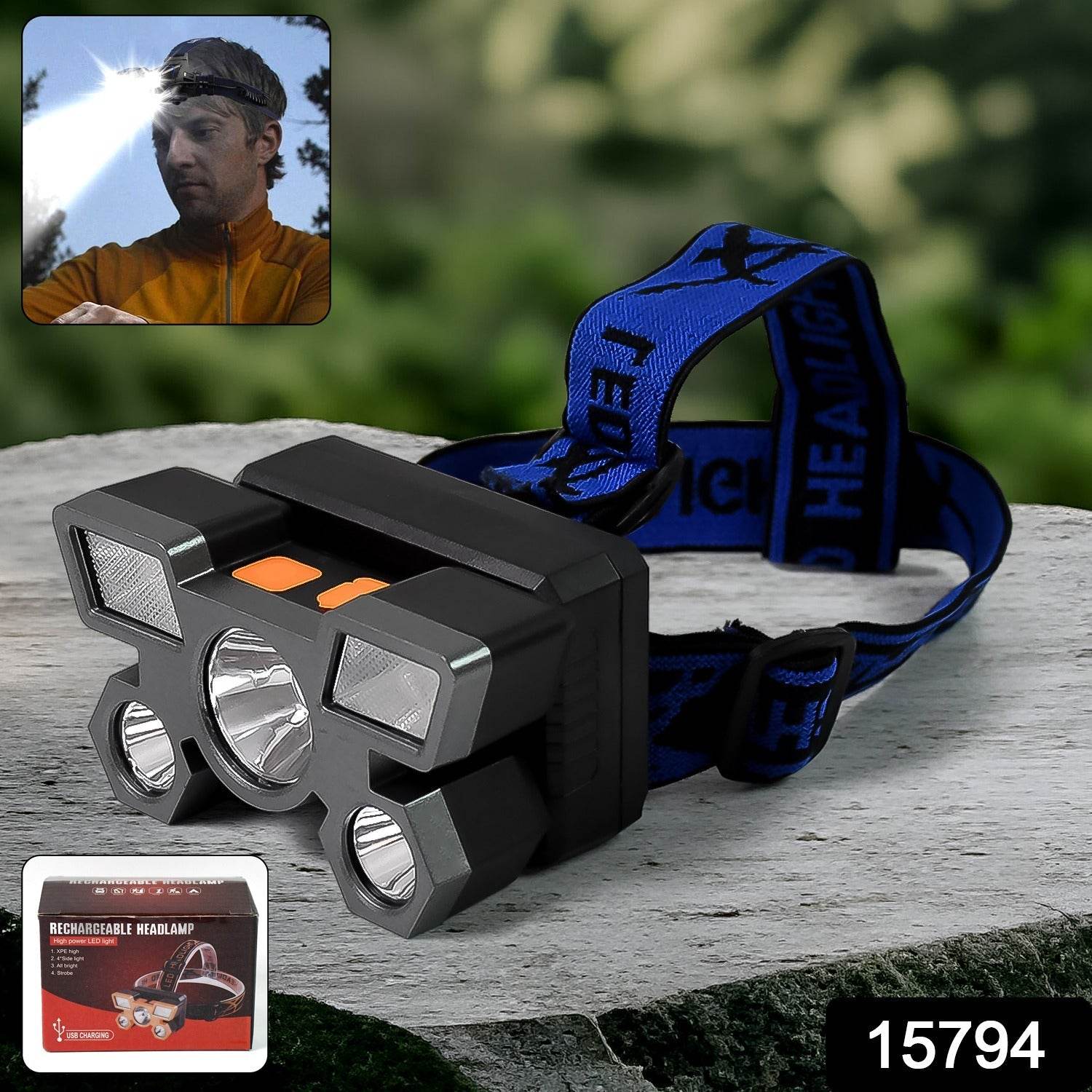 5 LED Headlamp USB Rechargeable Head Light (1 Pc) - Gadgetspiremart