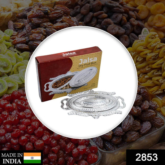 Plastic Peacock Dry Fruit Silver Finish Serving Tray - Gadgetspiremart