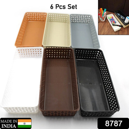 Plastic Multipurpose Desk Organizer Tray Office Drawer (6 Pcs Set) - Gadgetspiremart