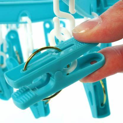 Plastic Round Cloth Drying Stand Hanger with 24 Clips (Multicolour) - Gadgetspiremart