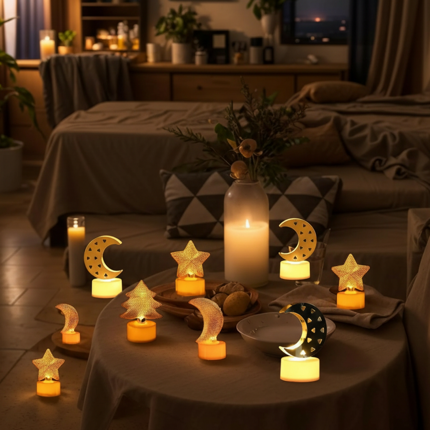 Decorative Moon Shaped Flameless LED Candles (4 Pc)