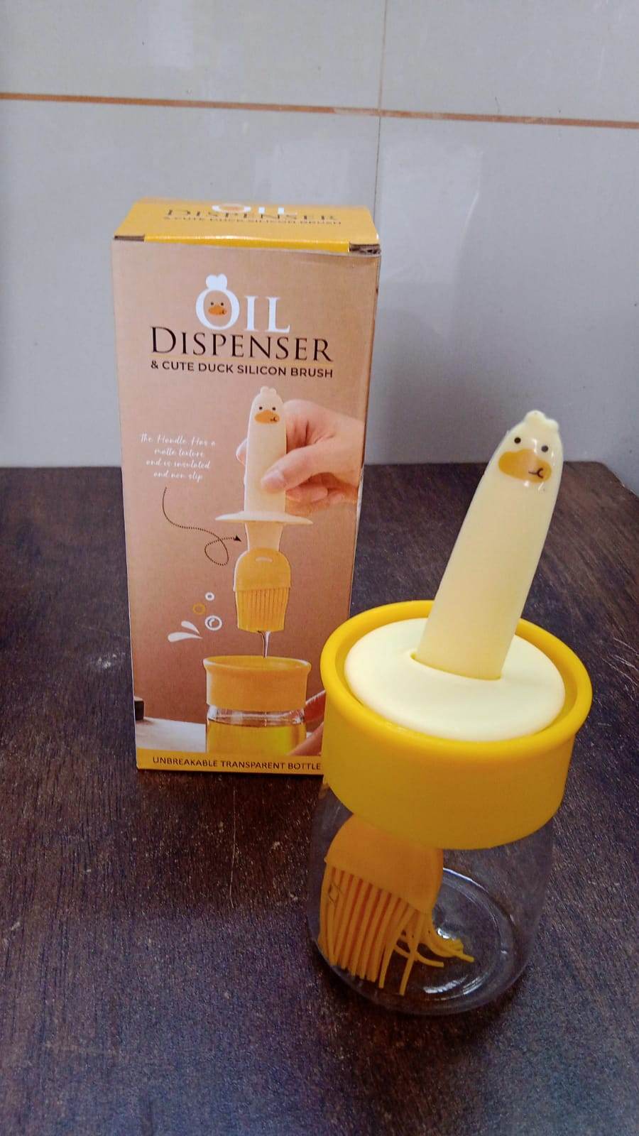 Plastic 2 in 1 Oil Dispenser Bottle with Silicone Basting Brush (1 Set) - Gadgetspiremart