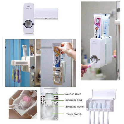 Toothpaste Dispenser & Tooth Brush Holder - Gadgetspiremart