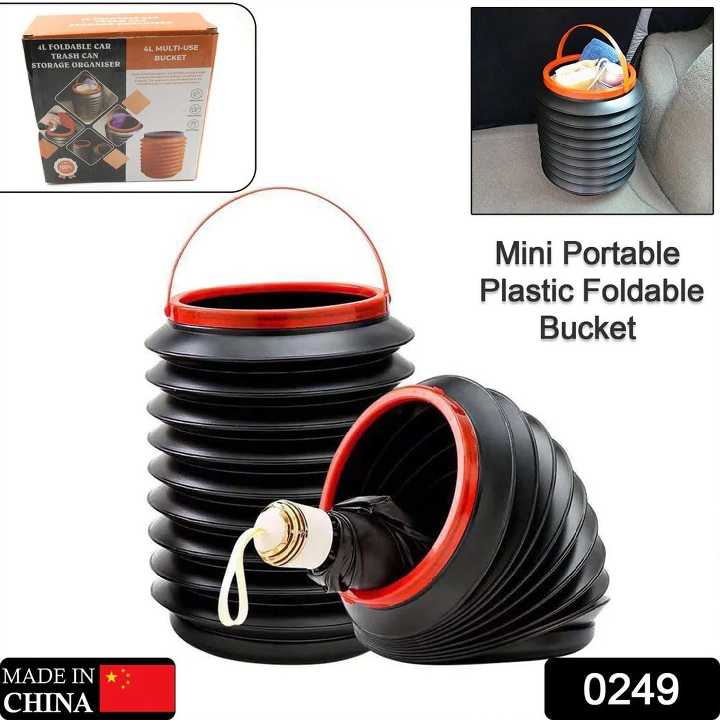 Foldable Storage Bucket  Water Container & Dustbin Bucket For Home Car & Kitchen Use Bucket