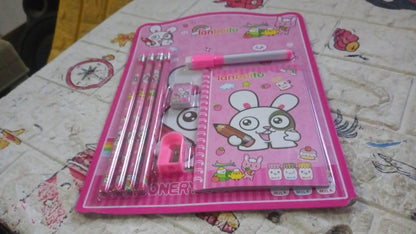 Kids' Stationery Kit: Wooden Pencils, Sharpener, Eraser, Diary (8 Pc Set) - Gadgetspiremart